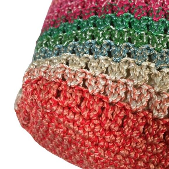 The Sak Multicolored Rainbow Striped Retro Y2K Woven Crochet Beach Tote Bag - Picture 10 of 13